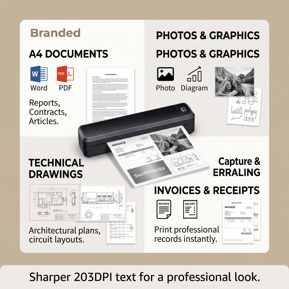 SwiftPrinta™ Wireless Thermal A4 Printer